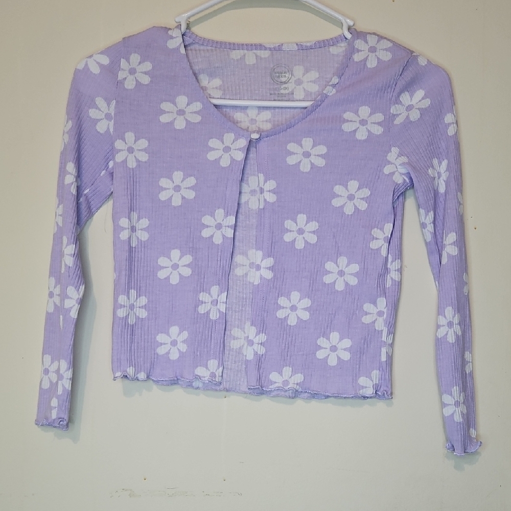 Purple Floral Long Sleeve Top